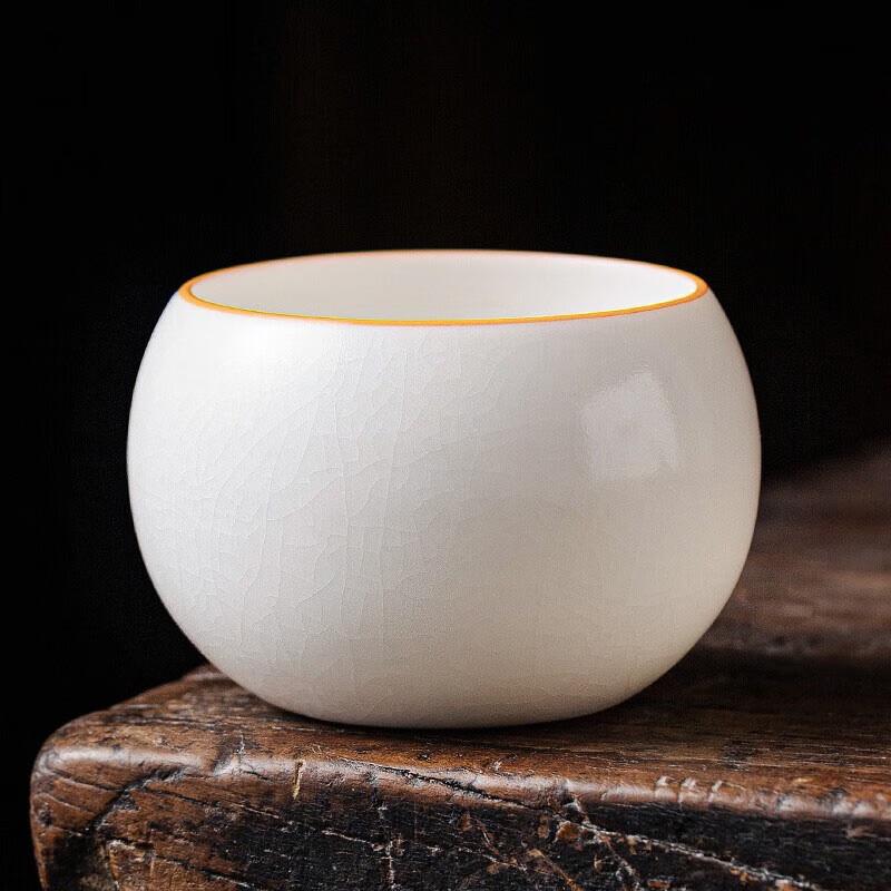 

Zen Ceramic Tea Cup with Gold Inlaid Jade