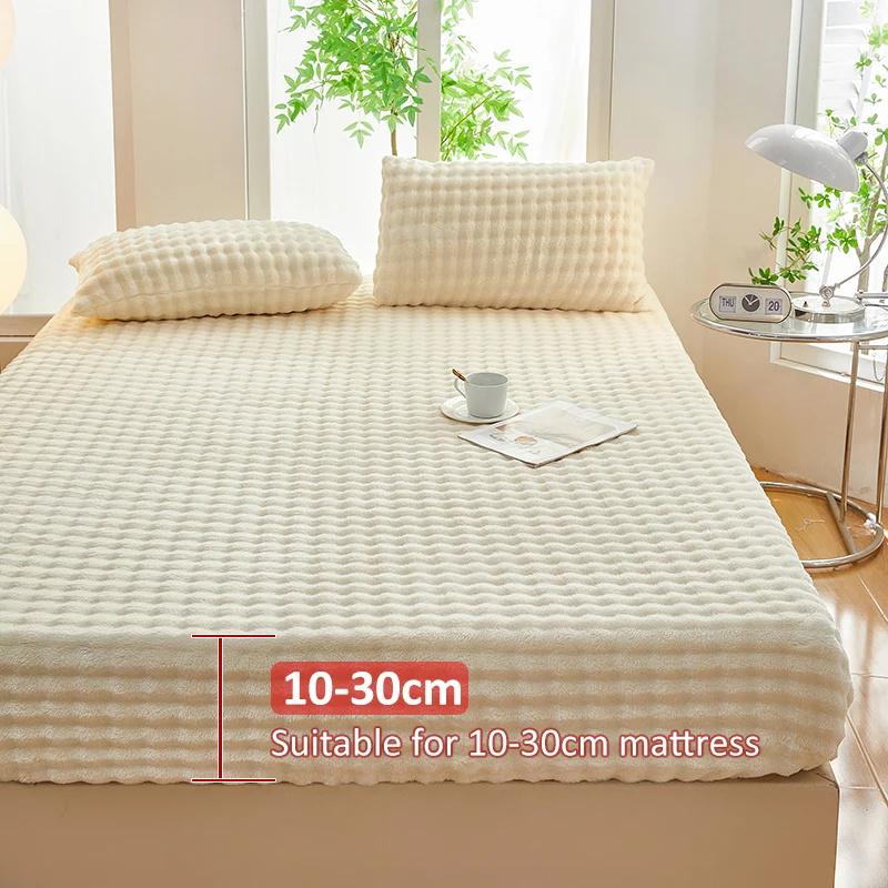 Thermal Velvet Bed Sheets Plush Fabric Mattress Cover For Winter Bed Cover Bed Bed Linen Set For Single Double King Queen Bed