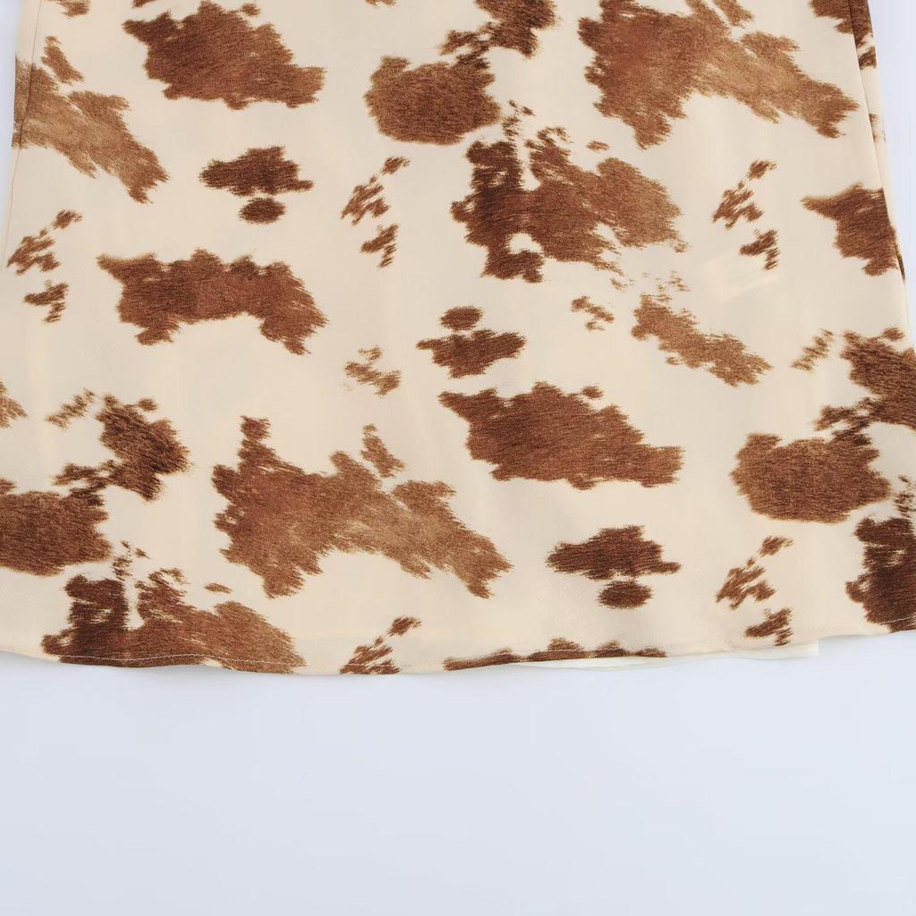 2025 Spring Silk Satin V-Neck Spaghetti Strap Midi Dress for Women - European & American Style