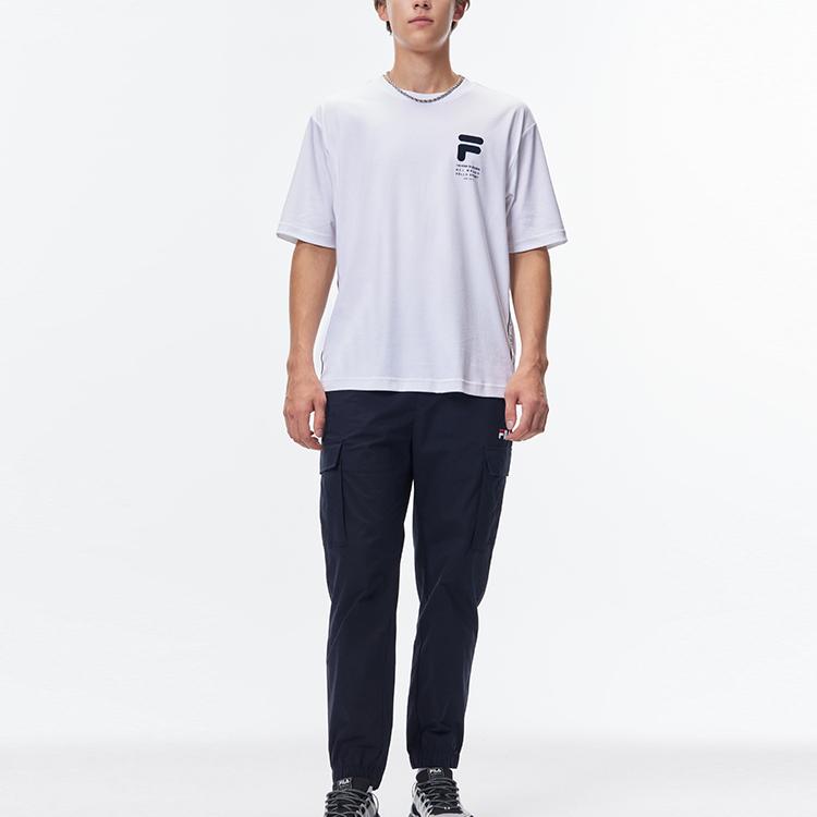 Fila Casual Breathable Printed Round Neck Sports Short Sleeve T-Shirt Men Tops Standard-White F11M138117F-WT
