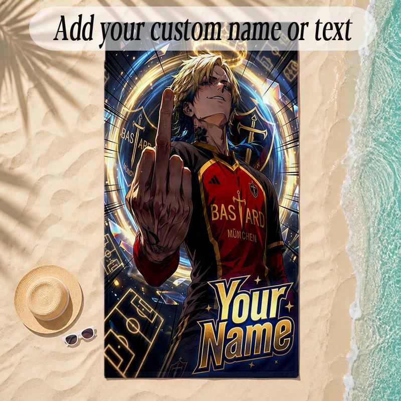 Beach TowelBlue Lock Custom Name Text Personalized Soft Towel for Beach Pool Indoor Home Decor Gift