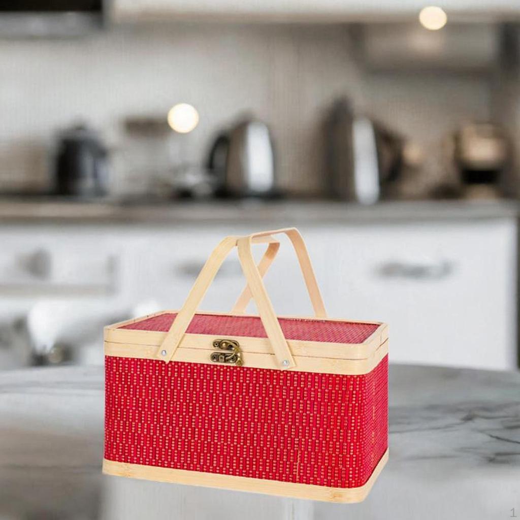 Picnic Basket Fruit Carrying Holder Easy to Use Portable Convenient Woven Container for Bread