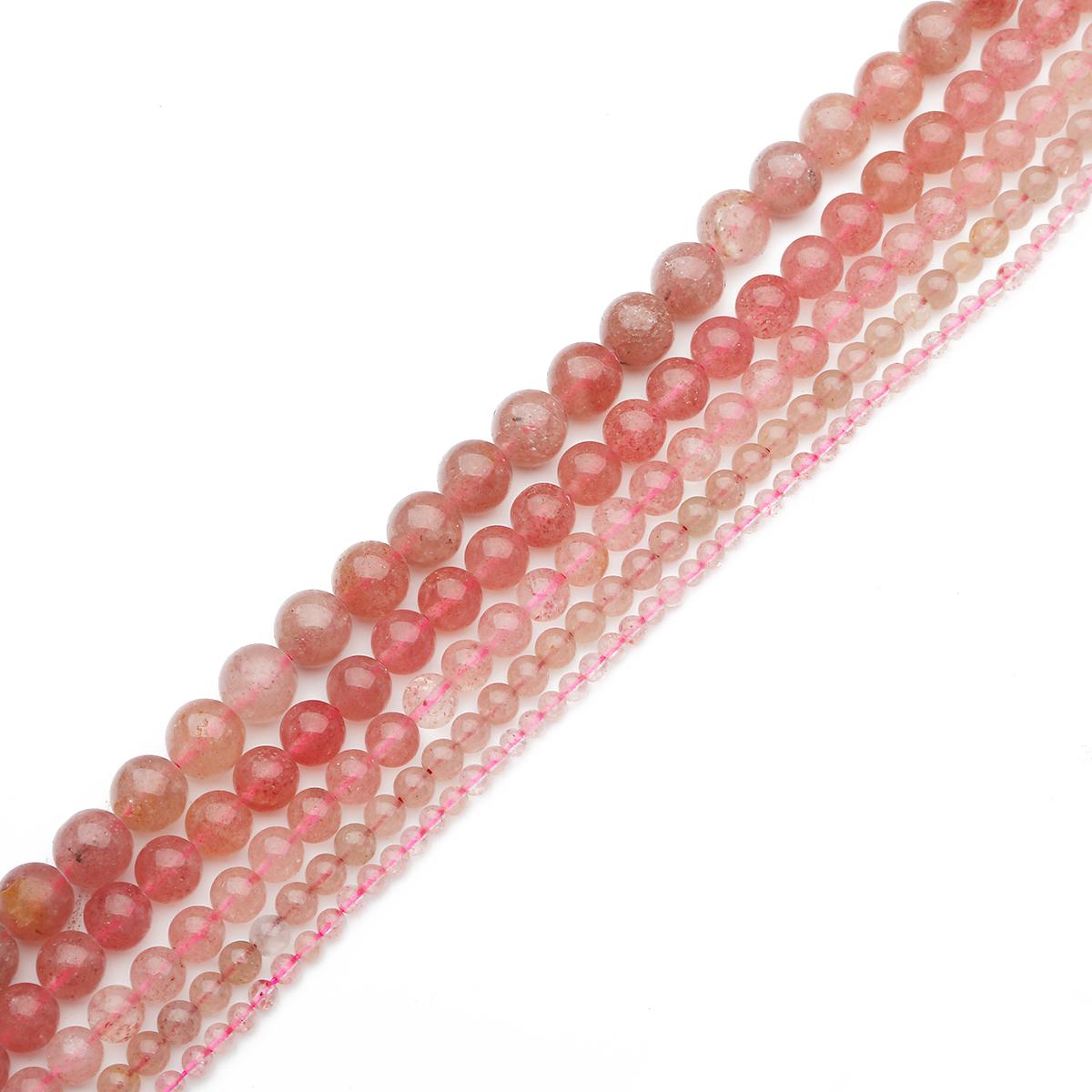 

4-12 мм натуральные круглые бусины из кварцевого камня с клубникой и кристаллами для изготовления ювелирных изделий своими руками 6mm 61pcs