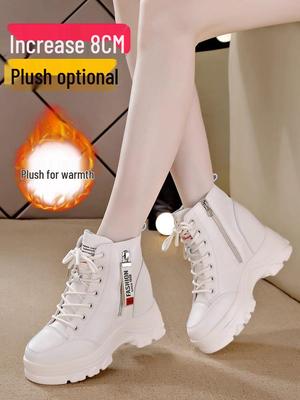 Brand Women's Martin Boots 2025 - New Autumn, Comfortable, Height-Increasing, Plus Velvet Thick Sole Short Boots