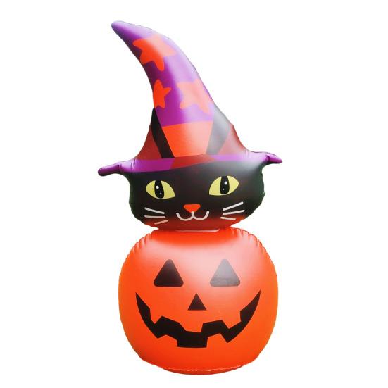 

Хэллоуинская декорация со светодиодной подсветкой, надувная тыква, шляпа ведьмы, кот, реквизит для патио, украшение для вечеринки, сада оранжевый