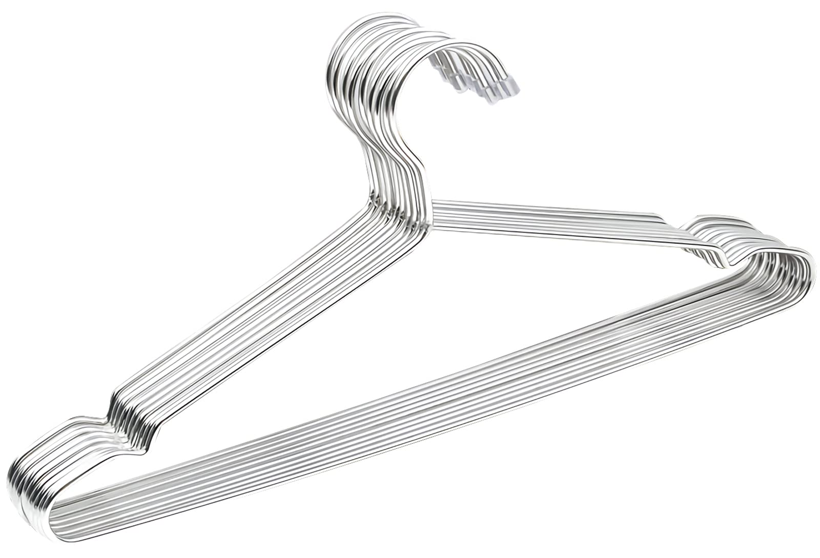 

AUV Stainless Steel Set of for 42cm Wide x High Hangers, 10, Non-Slip, Sturdy, Rust-Resistant, Non-Bending, Silver, Skirts, Trousers, Coats, 19.5cm