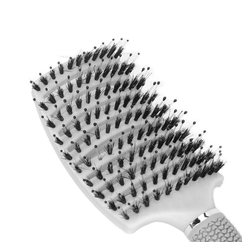 Soft Bristle Detangling Hair Brush Curved Design Anti Frizz Hair Comb For Curly Wavy Straight Hair
