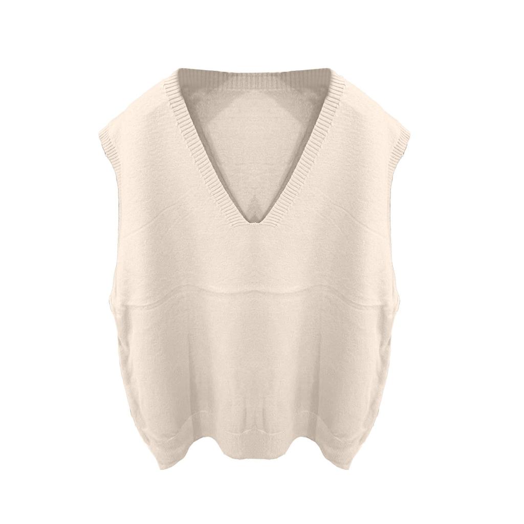 Fashionable Girls V-neck Knitted Vest All- Waistcoat Temperament Casual Sweater