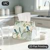 1pc Tissue Box, Romantic Floral Swallows Blossoms Serene Pattern, 2D Flat Printing, Crafted with Strong Polyester, Take Anywhere, Tissue Dispenser, Fo