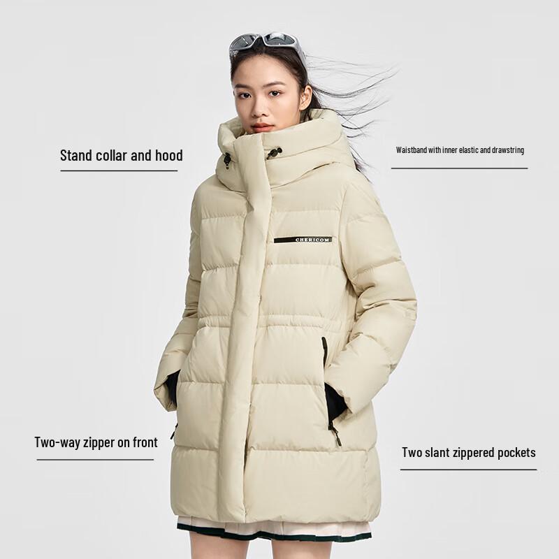 Qianrengang Women's Mid-Length Hooded Down Jacket Y309099Y