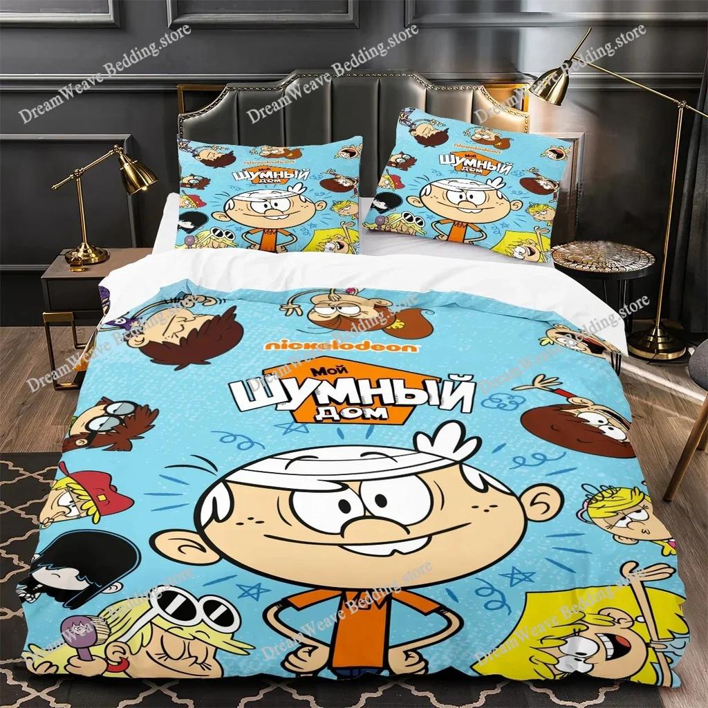 3D Printed Anime Loud House Bedding Set Boys Girls Twin Queen Size Duvet Cover Pillowcase Bed Kids Adult Home Textileextile