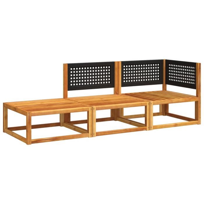 VidaXL Ensemble de canapés de jardin 3 pièces avec coussins en bois d'acacia et rotin 3278890