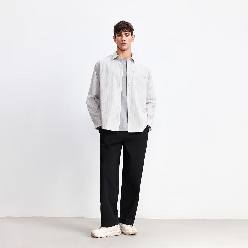 JACK&JONES Men's Striped Long Sleeve Turn-Down Collar Shirt