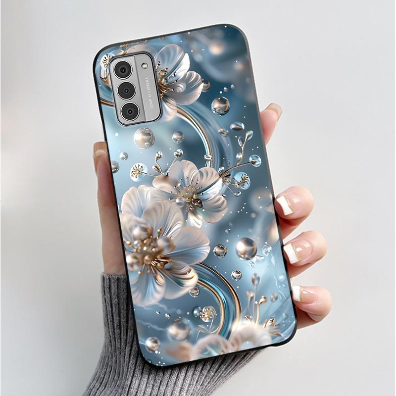 Custodia per Telefono Stampata Per Nokia G42/Nokia G310 5G/Nokia G60 5G/Nokia G100 Cover Guscio Morbido in Silicone Nero Custodie Carine con Fiori e Cartoni Animati
