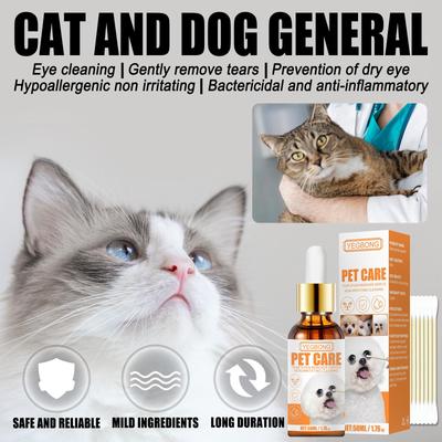 Pet Eye Stain Remover Tear Stain Remover Eye Wash Herbal Gentle Eye Drops for Cats & Dogs General Care