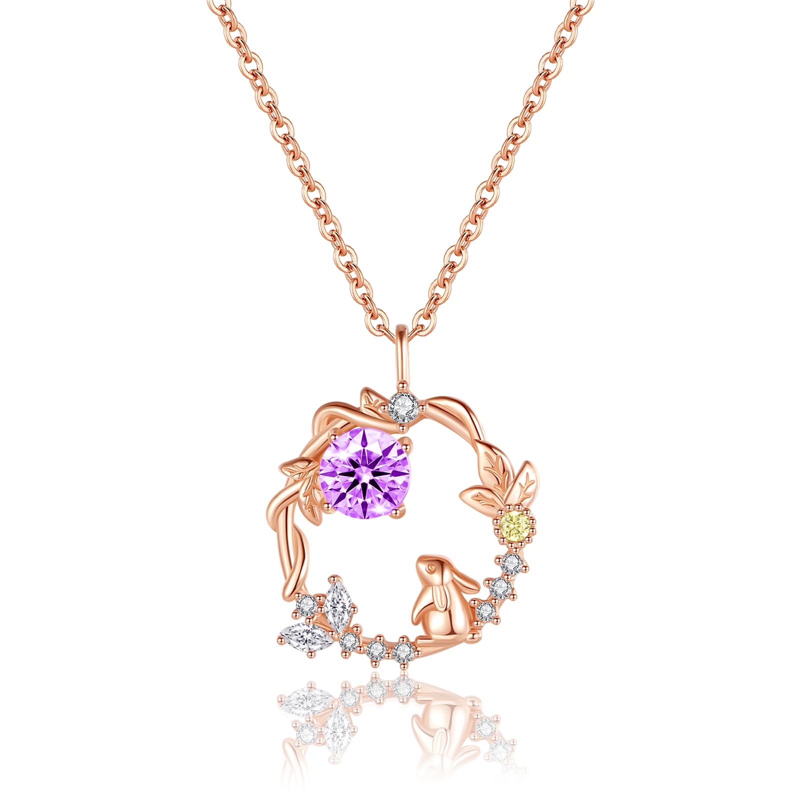 

Necklace for February 18k rabbit pink birthday woman [Silver Thunder] women, popular, birthstone, amethyst, gold, hoop, Silver925, hypoallergenic,