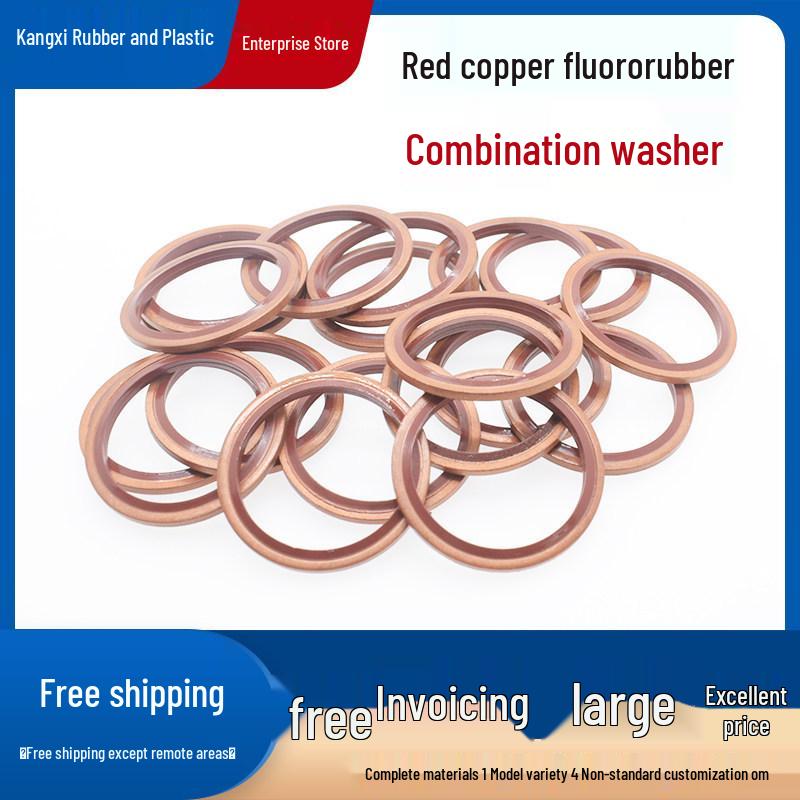 Red Copper Fluororubber Seal Gasket / High-Pressure Oil Pipe Composite Gasket