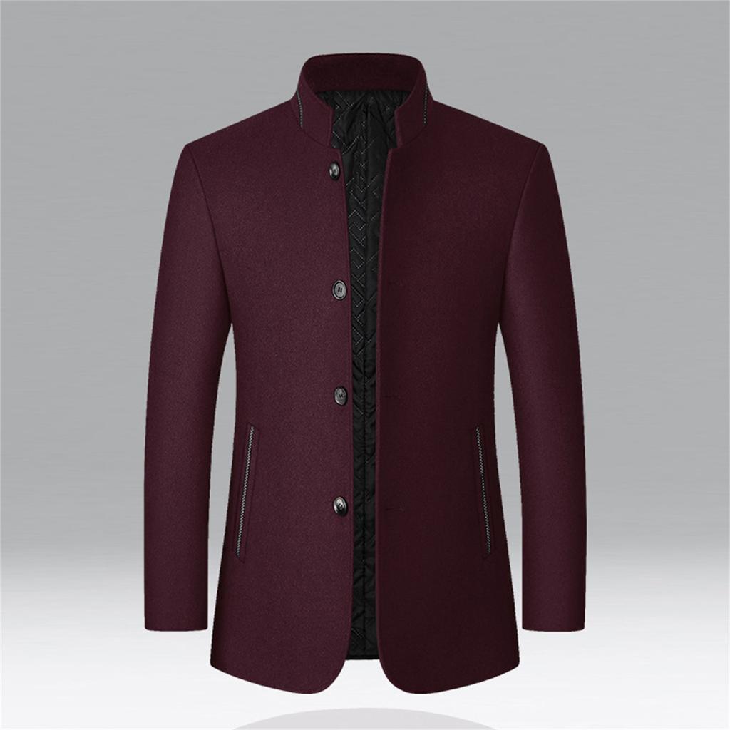 Men's Woolen Jacket Men's Stand Collar Jacket Middle-aged Men's Woolen Coat