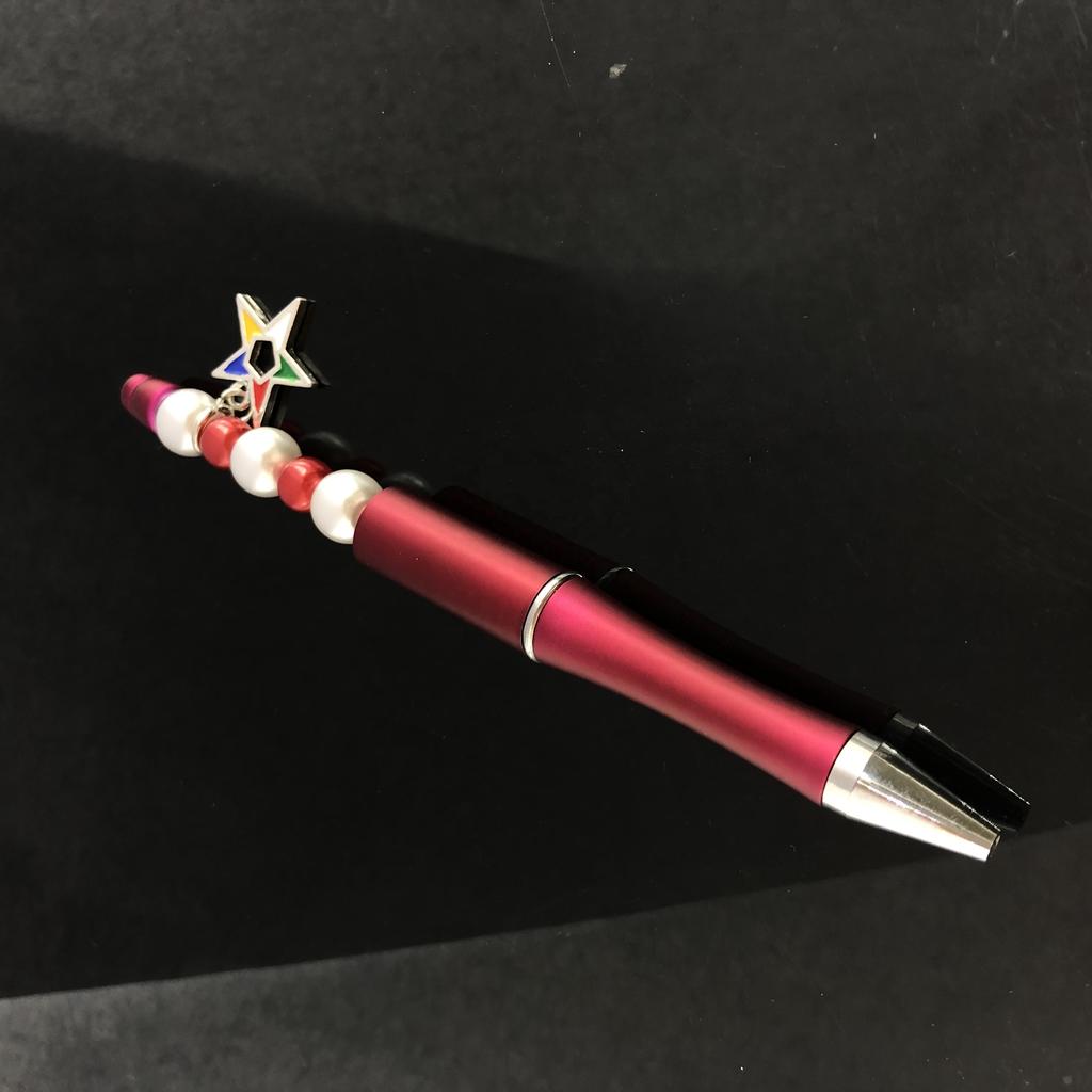 Order of Eastern Star White Ballpoint Pen OES Pentagram High Heels Lady Pendant Gift Bling Pens
