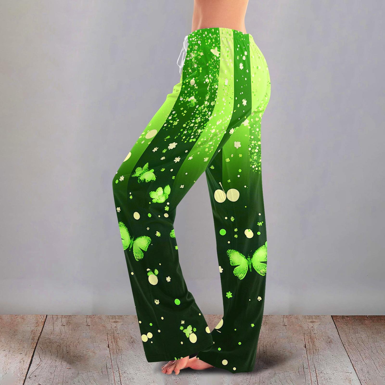 

Women s Casual Fashion Comfort Pajama Pants Print Drawstring Pants Full Length Long M зелений