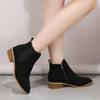 Plus Size Suede Martin Boots - Spring/Autumn 2025, British Style, Pointed Toe, Square Mid Heel