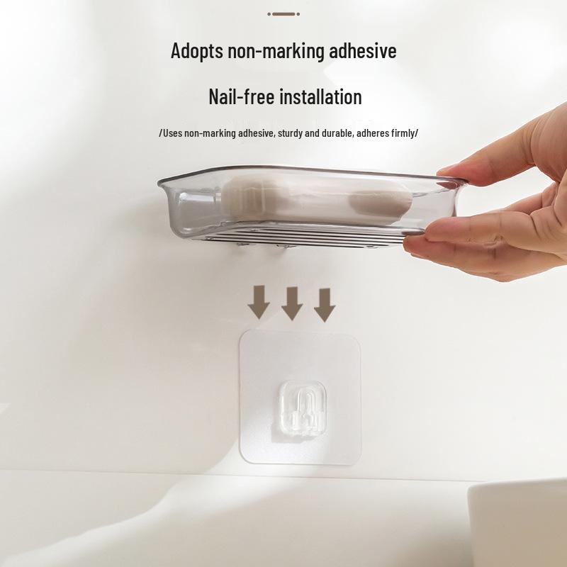 Wall-Mounted Punch-Free Soap Dish with Suction Cup - Bathroom Storage Rack