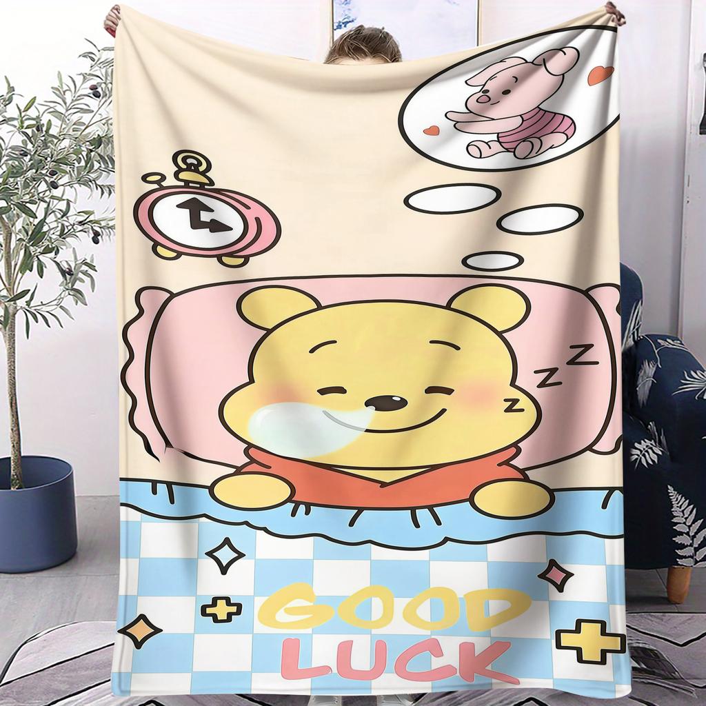 Cartoon Winnie the Pooh Who Loves Honey Print Flannel Blanket Soft Multifunctional Decortive Universal Throw Blankets Gift