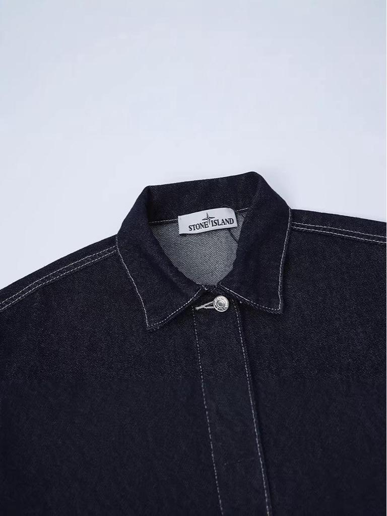 Unisex Podzimní Retro Džínová Bunda s Kamenným Praním, Roztrhanými Detaily a Límcem