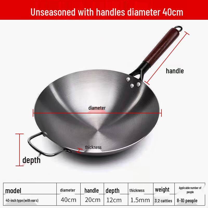 Cheffy Seven Round Bottom Iron Wok
