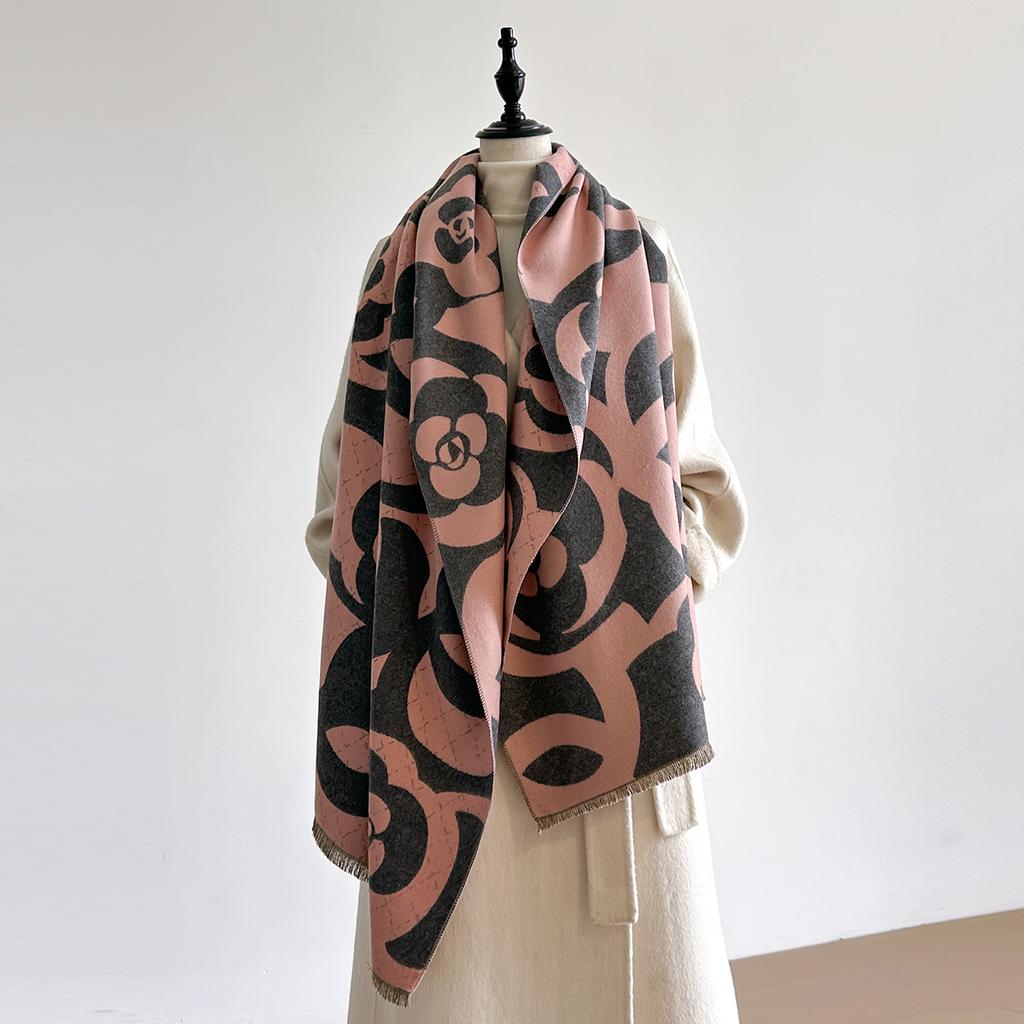 Luxury Winter Cashmere Scarf Women  Warm Pashmina Blanket Poncho Scarves Fashion Flower Shawl Thick Foulard Bufanda
