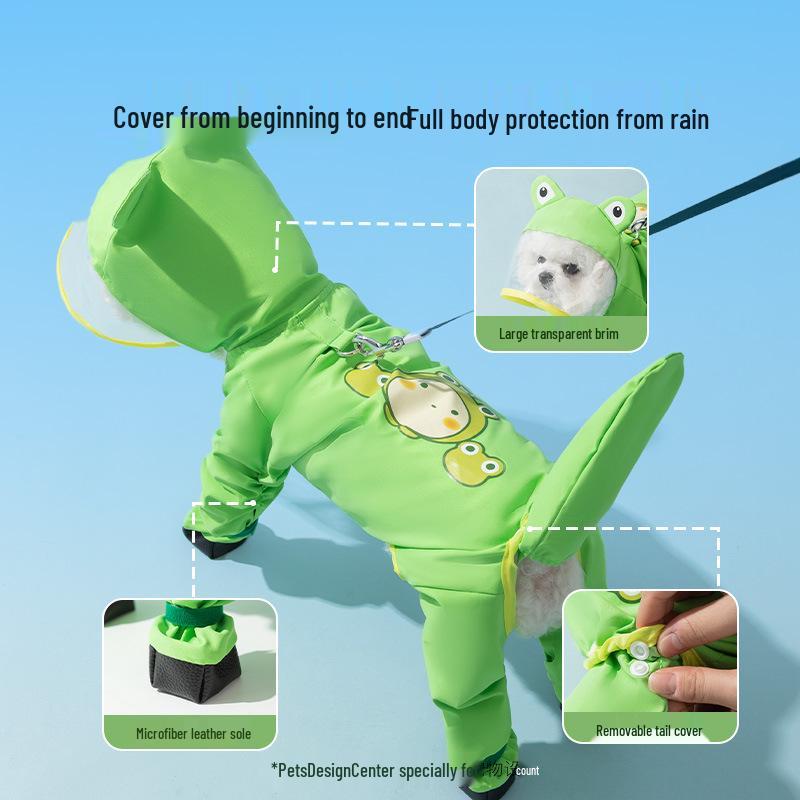 Bichon Frise Dog Raincoat: Full-Coverage, Waterproof, Four-Legged with Tail-Connected Design for Medium and Small Dogs