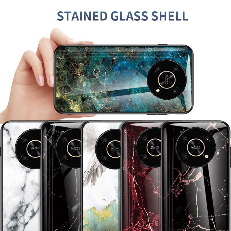 Deksel For Honor 50 Pro 50 se X8 X9 X7 7A Pro 7s 20 50 Lite 9x Premium 9C 30S 9S Deksel Marmorert herdet glass Deksel bak