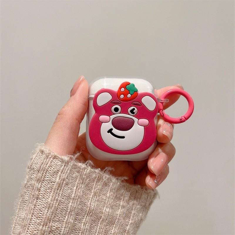 

Airpodspro Pink Bear Strawberry Ins Bluetooth Earphone Cover 3rd Generation Protective Case Airpods1/2nd Buckle AirPods 1 2 Generation