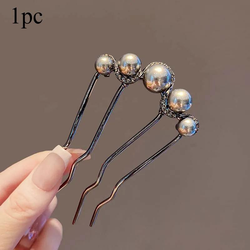Koreanische U-förmige Perlenhaarnadeln Haarspangen für Frauen Eleganter Stil Metallgabeln Vintage Perlenhaarnadeln Haar-Styling-Tools Geschenke