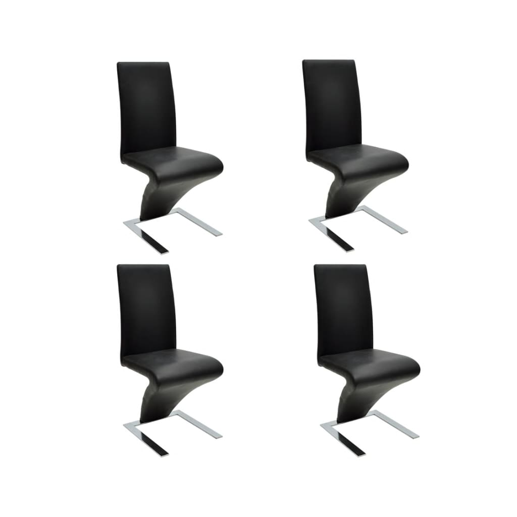 Esstischstühle, 4 Stück, Schwarz, Kunstleder