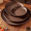 20/26/32/38cm Imitation Wooden Tray Round Shape Food Tray Imitation Wooden Serving Tray  Home Use