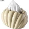 Cream Style Ceramic Tissue Box Creative Shell Shaped Napkin Paper Box Desktop Tissue Case Household Removable Tissue Box