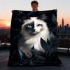 1pc Cat Artwork Outdoor Soft Polyester Flannel Throw Blanket Versatile for All Seasons , Soft , Cozy , Warm All Season Quilted Throw ,