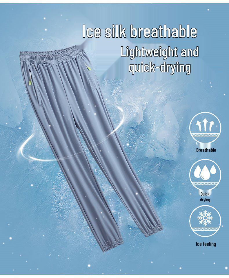 Ice Silk Quick-Drying Breathable Elastic Ankle Pants for Men and Women - Summer Outdoor Wear