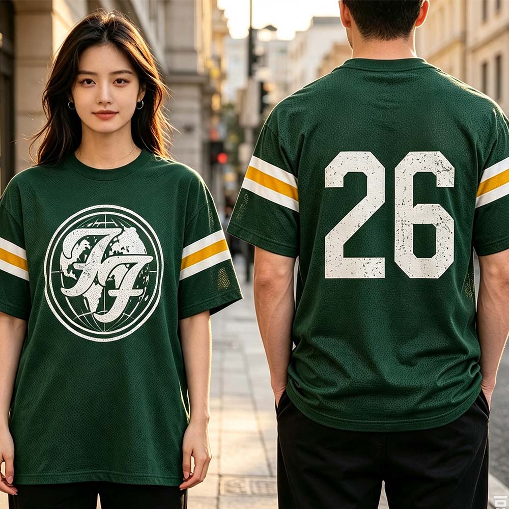 Foooo Fighters Take Cover Tour 2026 Merch Maglietta da Calcio Verde Unisex Streetwear T-Shirt Casual Uomo Donna Stampa Maglia da Calcio Top