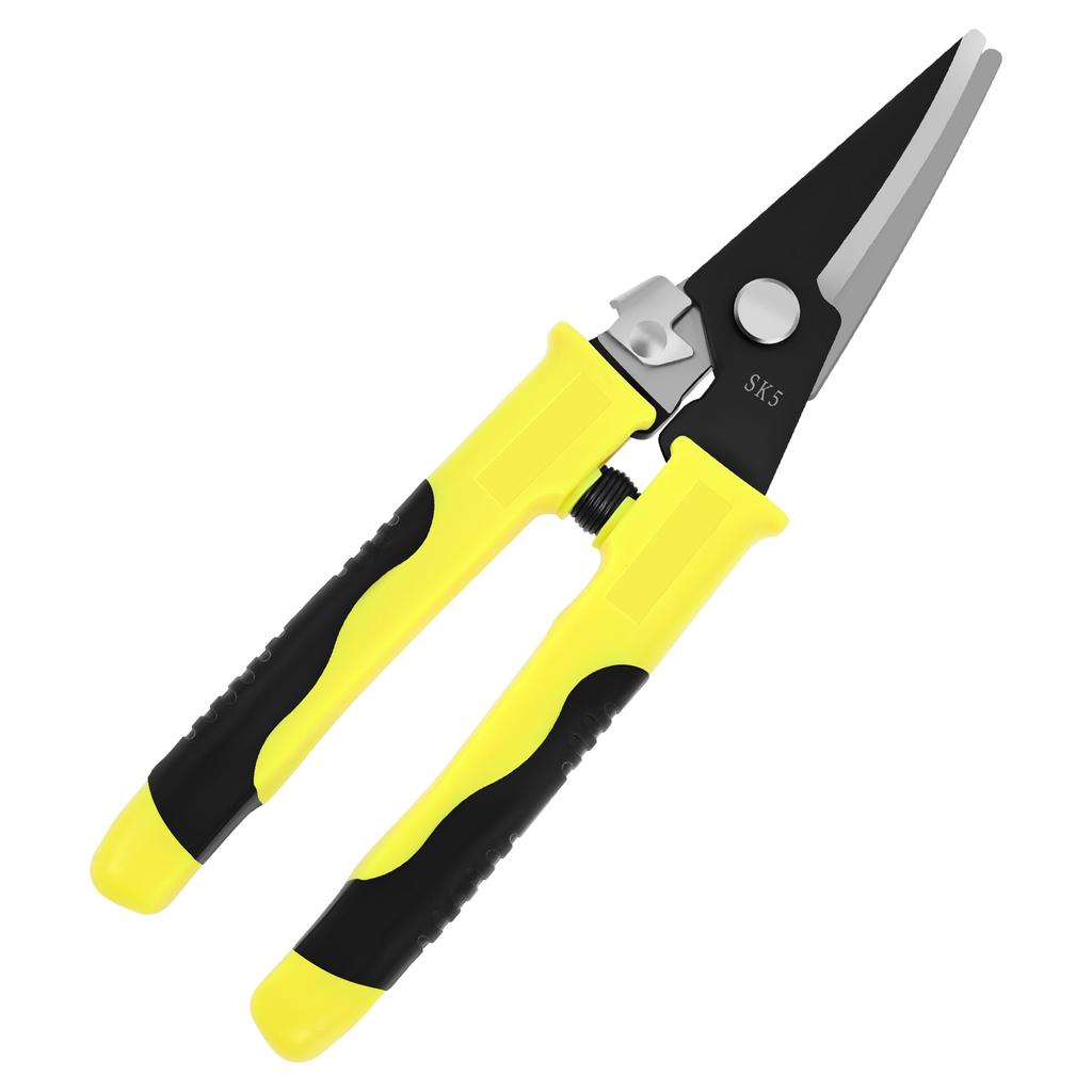 Multifunctional Tin Snips 8 Inch Practical Straight/Offset Metal Cutter Tool Safety Lock Metal Cutting Shears Hand Tool Scissor