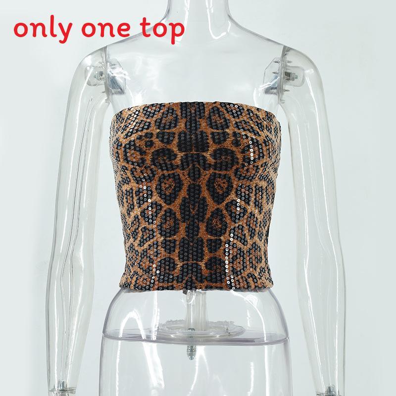 Leopard Print Sequin Crop Top For Summer Streetwear With Stretch Fit For Adults