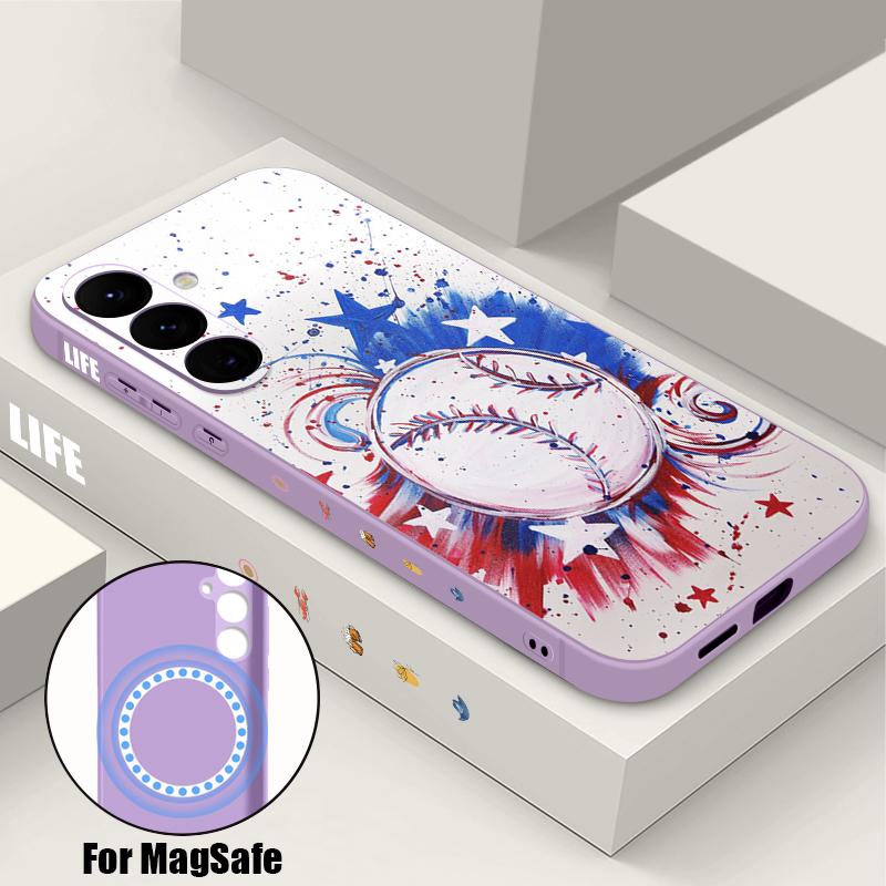 Creative Pattern Phone Case For Samsung Galaxy S26 Ultra S25 FE S24 S23 S22 Plus S21 FE Built-in Metal Plate Magnetic Silicone Cover