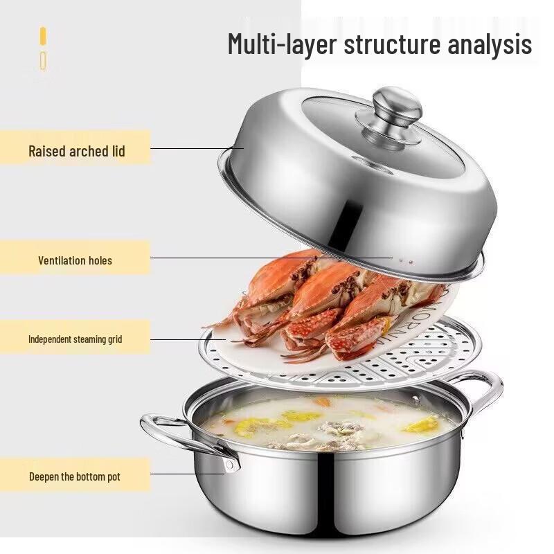 Wutuo Thickened Stainless Steel Multi-functional Double-layer Steamer Pot