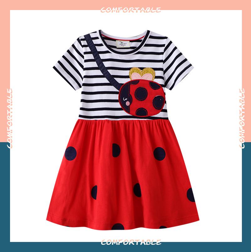 Spring/Summer Short Sleeve Cartoon Ladybug Dress for Kids