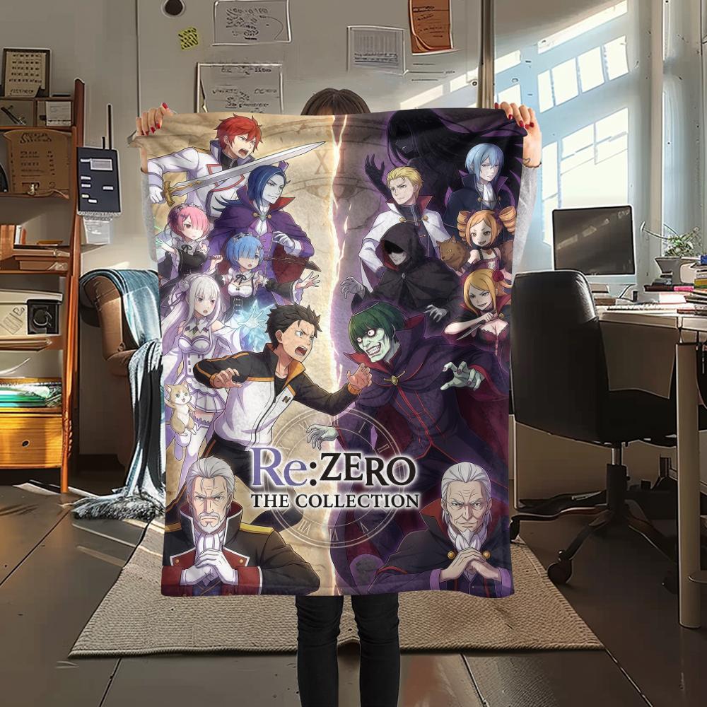 Retro ReZero Starting Life in Another WorldPrint Flannel Blanket, High quality Comfortable for All Seasons, Home Decor, Warmth and Comfort