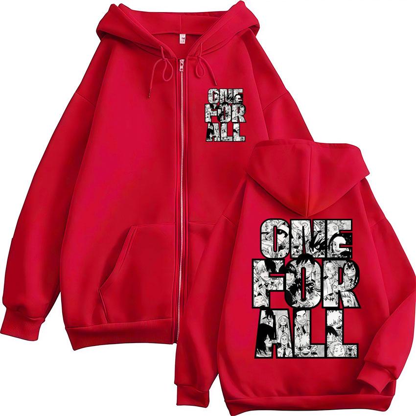 Anime My Hero Academia one for All Zipper Hoodie Men Women Vintage Harajuku Cardigan Sweatshirt Loose Fleece Casual Jackets