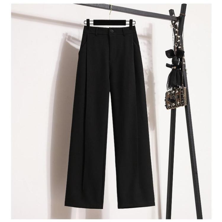 

New Vintage High Waist Wide Leg Pants Plus Size Women Loose Elastic Casual Basic Solid Grey Trousers Long Pants 5XL S