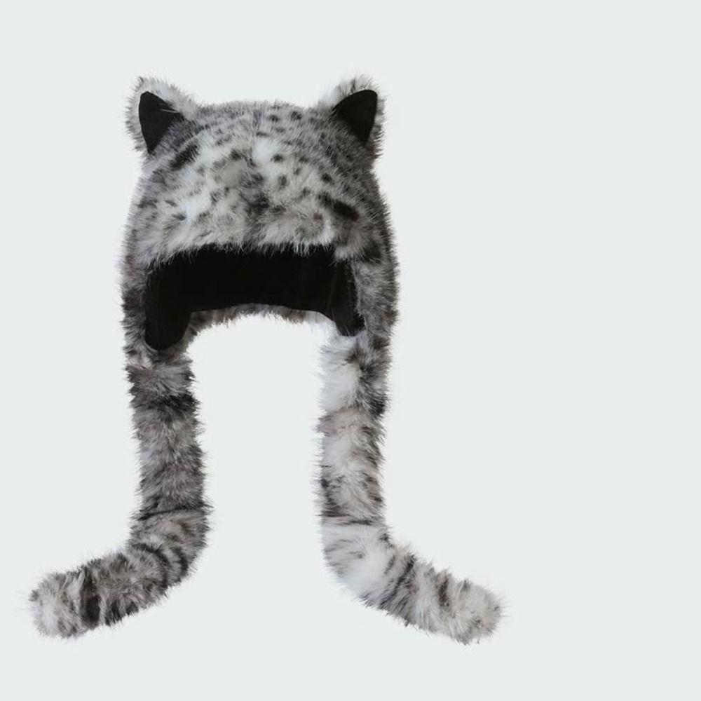 Animal Ears Earflap Hat Thick Plush Winter Fluffy Hat Thermal Plush Bonnet Faux Fur Cap Daily Wear