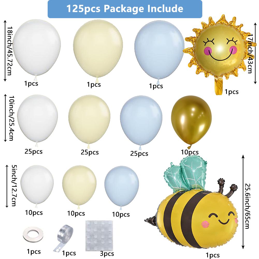 125PCS Bee Balloon Garland Arch Set Wedding Birthday Party Anniversary Graduation Easter Indoor and Outdoor Decoration